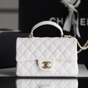Chanel Flapbag With Top Handle 20cm White