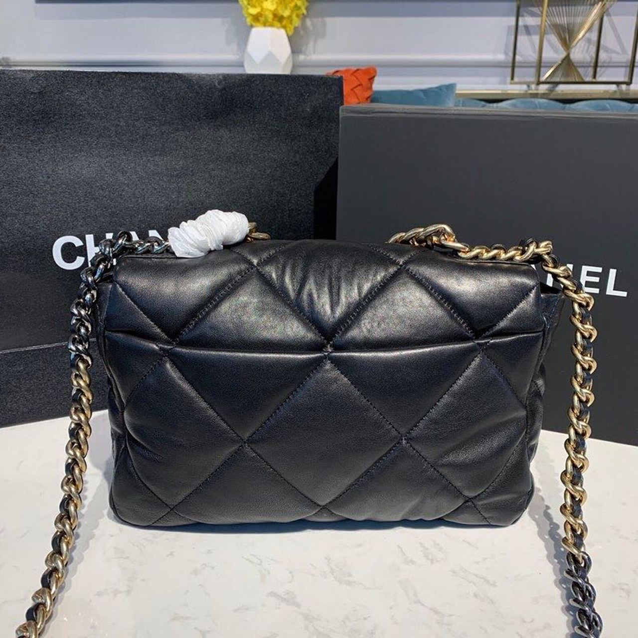 Chanel 19 Flap Bag 30cm Goatskin Leather Fall/Winter Act 1 Collection Black - Image 4