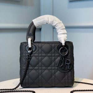Christian Dior Mini Lady Dior Bag 18cm with Chain Matte Hardware Lambskin Leather Spring/Summer Collection, Black