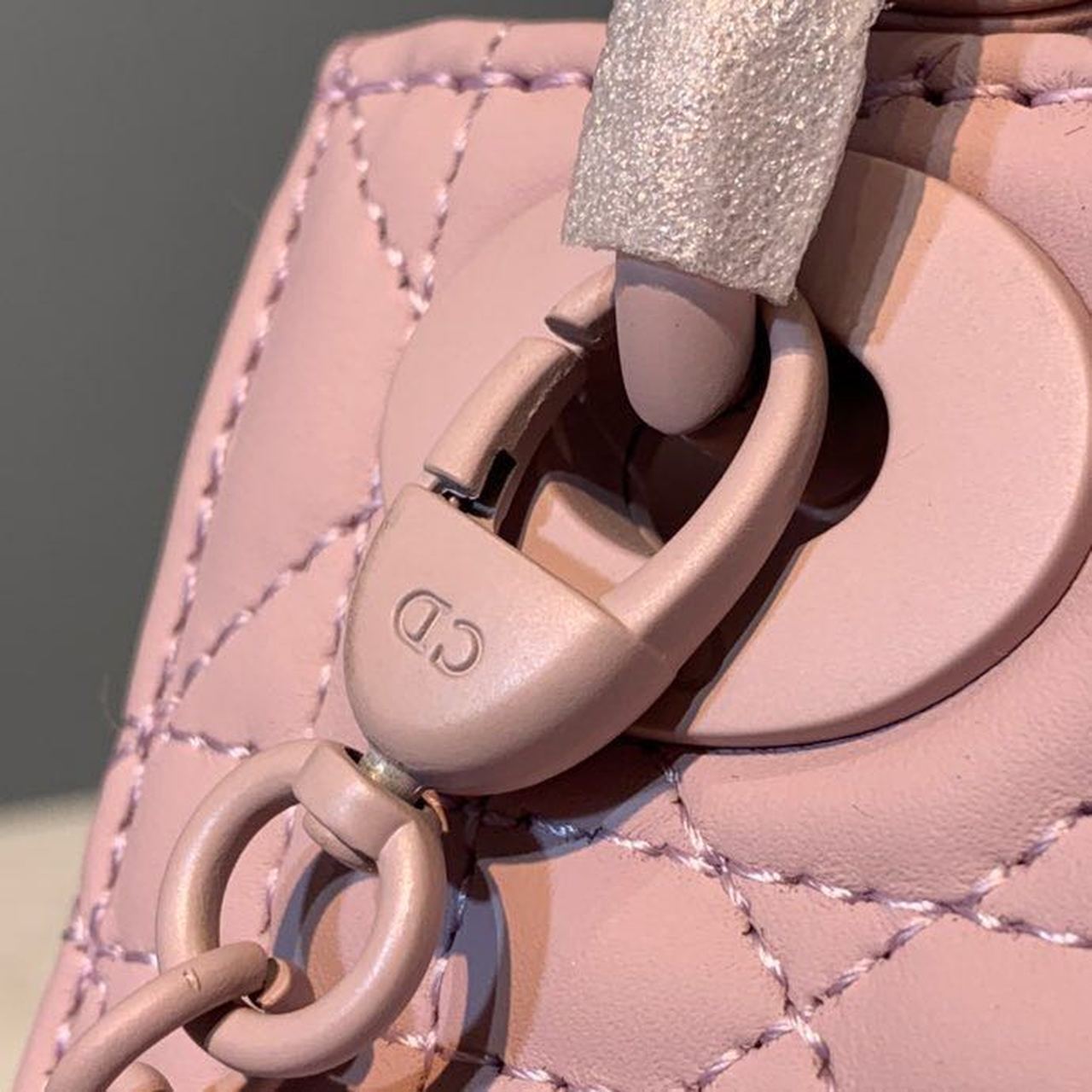 Christian Dior Mini Lady Dior Bag 18cm with Chain Matte Hardware Lambskin Leather Spring/Summer Collection, Powder Pink - Image 7