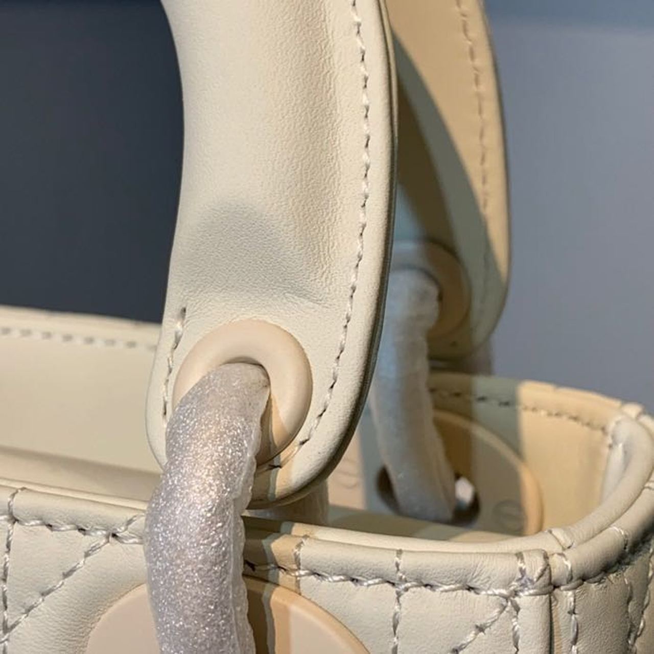 Christian Dior Mini Lady Dior Bag 18cm with Chain Matte Hardware Lambskin Leather Spring/Summer Collection, Ivory - Image 10