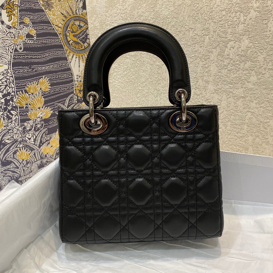 Christian Dior Lady Dior Bag Metal Hardware Spring Collection 20cm Black - Image 3