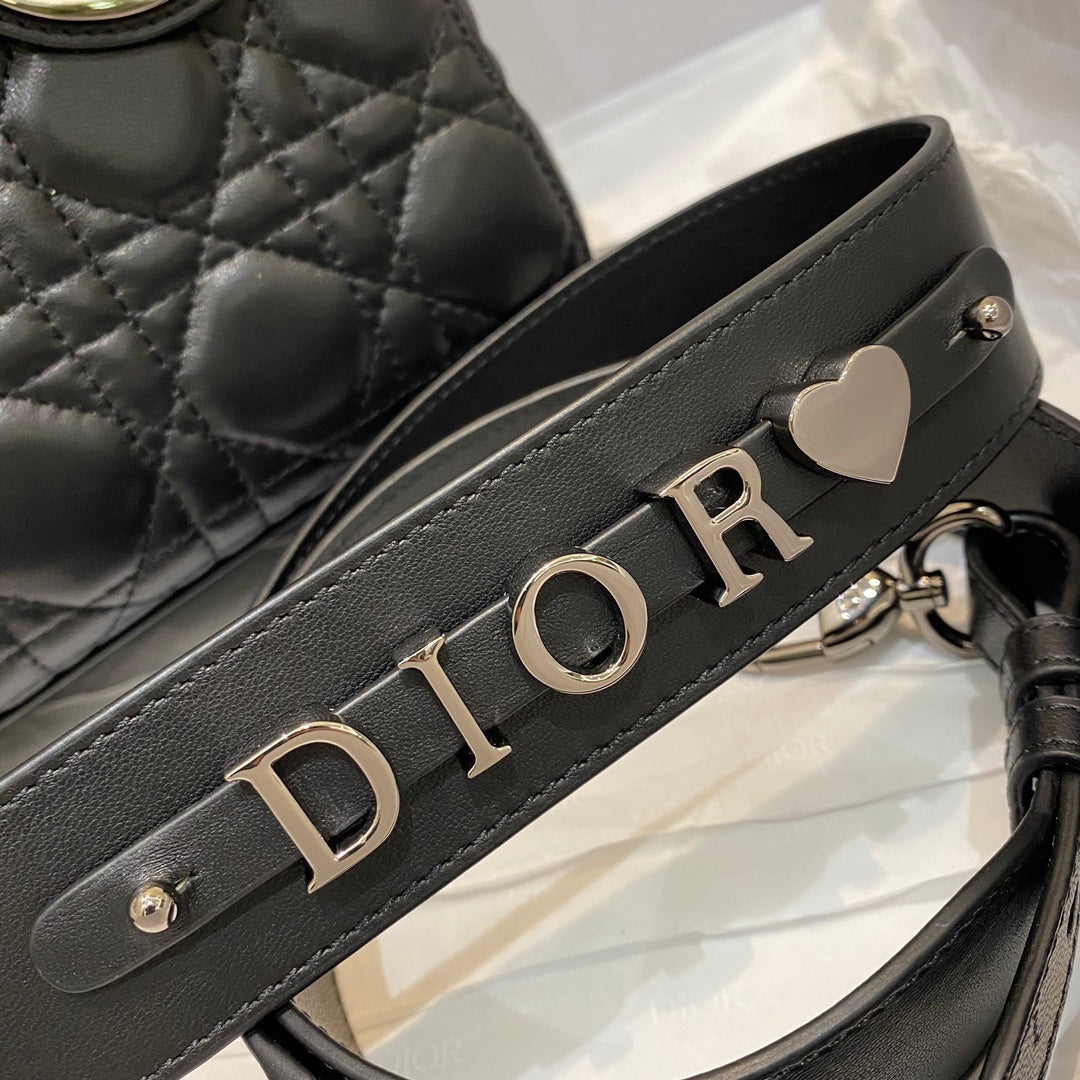 Christian Dior Lady Dior Bag Metal Hardware Spring Collection 20cm Black - Image 2