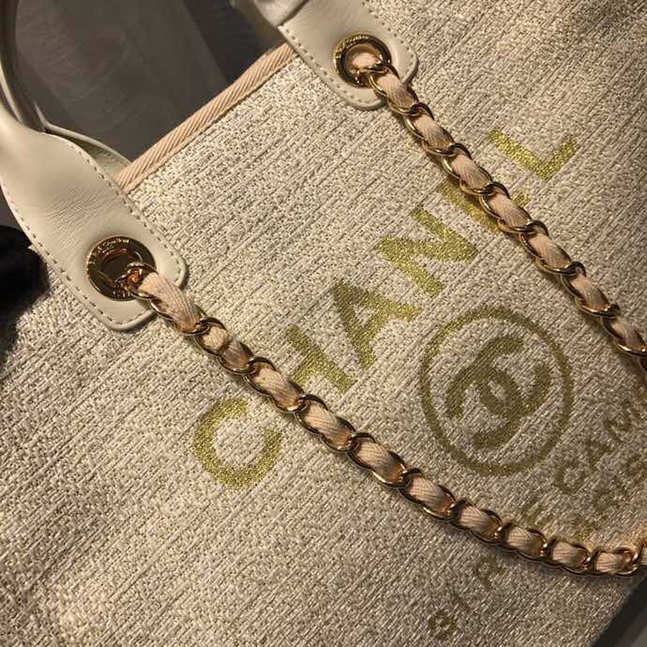 Chanel Deauville Tote 38cm Canvas Bag Spring/Summer Collection, Beige/Cream/Gold/Multi - Image 5
