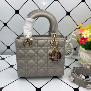 Christian Dior Lady Dior Bag Metal Hardware Spring Collection 20cm Dark Grey