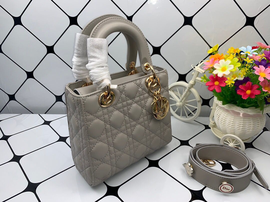 Christian Dior Lady Dior Bag Metal Hardware Spring Collection 20cm Dark Grey - Image 2