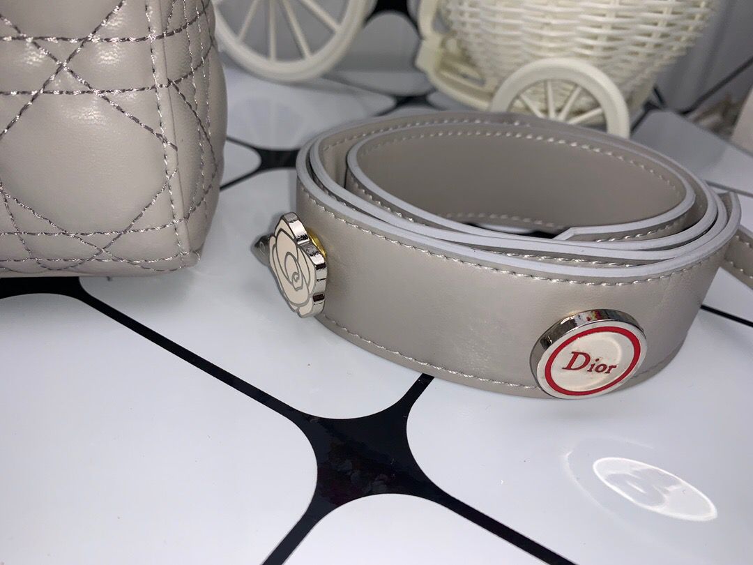Christian Dior Lady Dior Bag Metal Hardware Spring Collection 20cm Dark Grey - Image 5