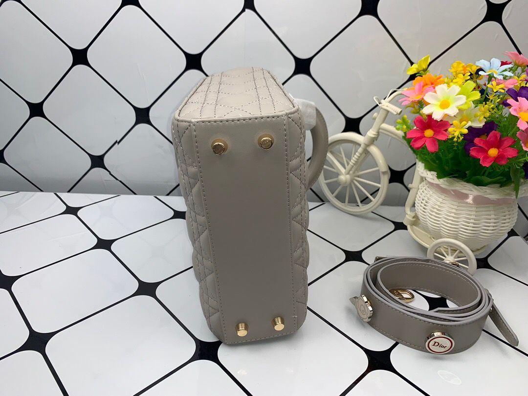 Christian Dior Lady Dior Bag Metal Hardware Spring Collection 20cm Dark Grey - Image 7