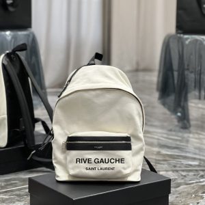Saint Laurent City Backpack In Canvas Unisex 35cm White