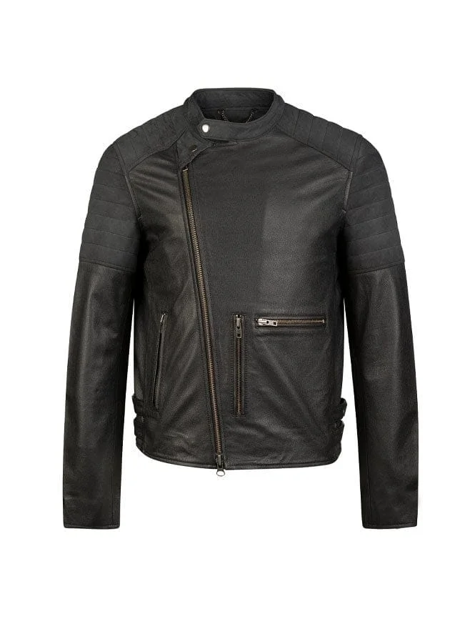 GlimGears USA Burnet Genuine Leather Biker Jacket for Men