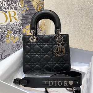 Christian Dior Lady Dior Bag Metal Hardware Spring Collection 20cm Black