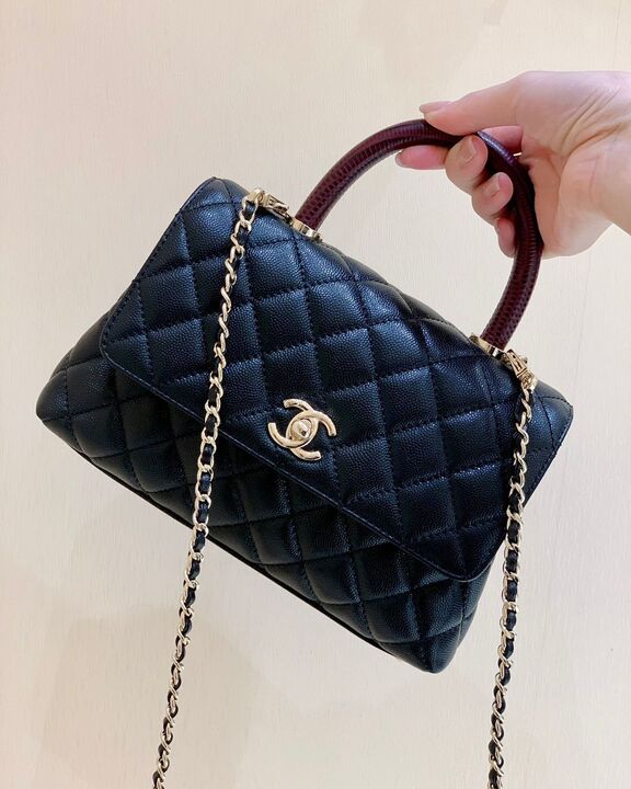 Chanel Coco Handle Quilted Lizard Handle Bag 24cm Caviar Leather Gold Hardware Spring/Summer Act 1 Collection Black - Image 2