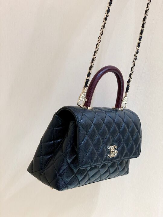 Chanel Coco Handle Quilted Lizard Handle Bag 24cm Caviar Leather Gold Hardware Spring/Summer Act 1 Collection Black - Image 4