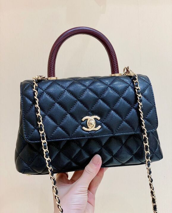 Chanel Coco Handle Quilted Lizard Handle Bag 24cm Caviar Leather Gold Hardware Spring/Summer Act 1 Collection Black - Image 5