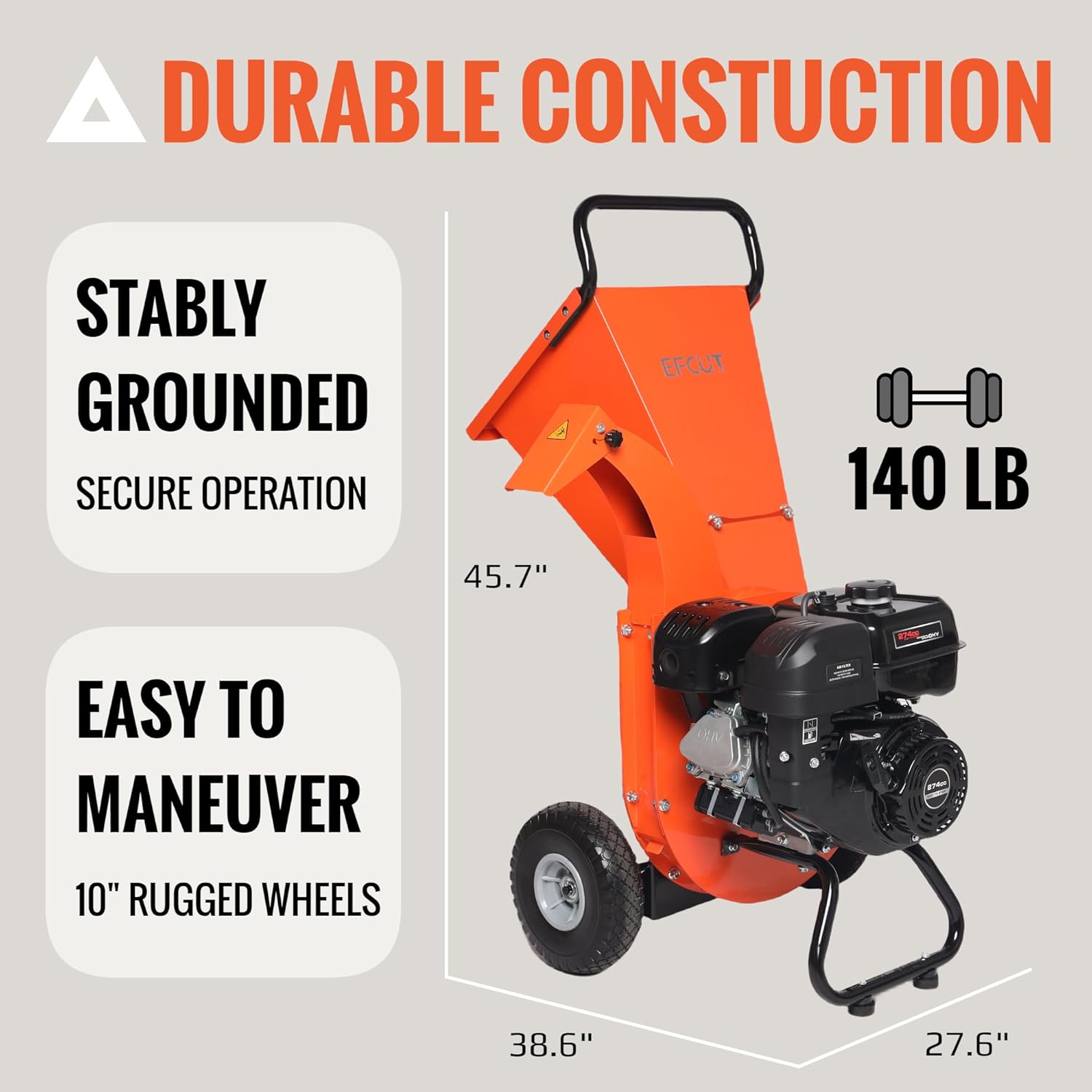 C40 Gas-Powered Wood Chipper, 9 HP, 4" Max Diameter Capacity - Image 6