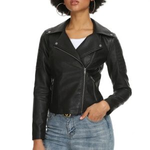 Women’s Quilted Leather Motorcycle Jacket