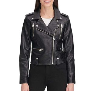 Womens Black Leather Motorcycle Jacket