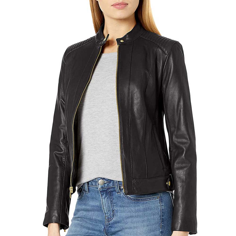 Women’s Short Black Leather Jacket